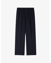 Sandro - Elasticated-Waist Wide-Leg Stretch-Woven Trousers - Lyst