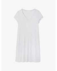 The White Company - V-Neck Lace-Trim Jersey Nightdress - Lyst