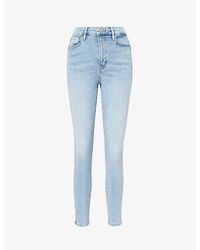 FRAME - Logo-embellished Tapered-leg Mid-rise Organic And Recycled Stretch-denim-blend Jeans - Lyst