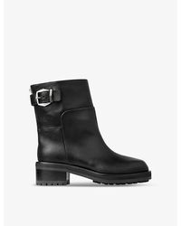 Jimmy Choo - Brooklyn Buckle-Embellished Heeled Leather Calf Boots - Lyst