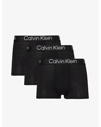 Calvin Klein - Logo-waistband Pack Of Three Stretch-woven Trunk - Lyst