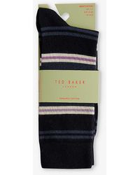 Ted Baker - Sokksix Stripe-pattern Stretch Cotton-blend Socks - Lyst