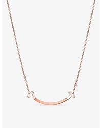 Tiffany & Co. - Tiffany T Smile Medium 18Ct Rose- And Mother-Of-Pearl Pendant Necklace - Lyst