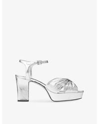 Jimmy Choo - Heloise 80 Metallic-Leather Heeled Sandals - Lyst