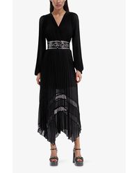 strapless open back dress THE KOOPLES Leopard Print Scarf Hem Pleated Midi Dress (1 | EU 36 main image 1