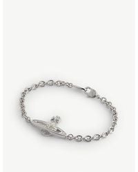 Vivienne Westwood - Mini Bas Relief Brass And Swarovski Crystal Chain Bracelet - Lyst
