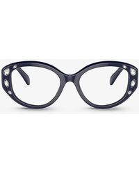 Swarovski - Sk2006 Oval-frame Gem-embellished Acetate Optical Glasses - Lyst