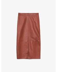 Reiss - Miley High-Rise Leather Midi Skirt - Lyst