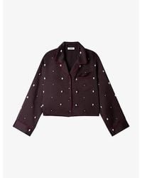 Sandro - Rhinestone-Embellished Long-Sleeved Woven Shirt - Lyst