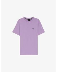 BOSS - Brand-Print Regular-Fit Stretch-Cotton T-Shirt - Lyst