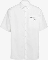 Prada - Brand-plaque Short-sleeved Regular-fit Cotton Shirt X - Lyst