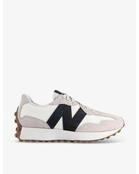New Balance - 327 Logo-Embroidered Suede And Woven Low-Top Trainers - Lyst