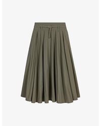 Maje - Pleated Belted-Waist Cotton-Blend Maxi Skirt - Lyst
