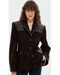 Sélone Studio - Freya Leather-Panel Suede Jacket - Lyst
