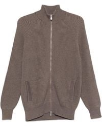 Brunello Cucinelli - Zip Ribbed Cardigan - Lyst