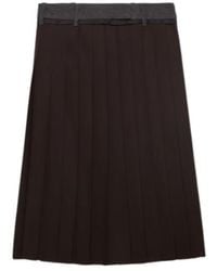 Prada - Pleated Rush Stitch Midi Skirt - Lyst