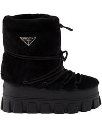 Prada - Logo Plaque Chunky Ankle Boots - Lyst