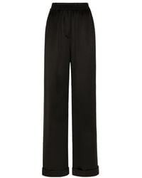 Dolce & Gabbana - Elasticated-Waistband Silk Trousers - Lyst