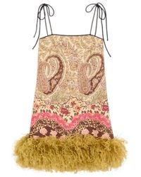 Valentino - Voyage Imaginaire Paisley Feather-Trim Mini Dress - Lyst