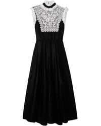 Rodarte - Lace-Trimmed Velvet Midi Dress - Lyst
