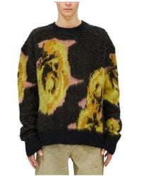 MSGM - Rose Intarsia-Knit Crewneck Jumper - Lyst
