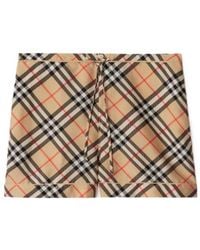 Burberry - Check Printed Drawstring Shorts - Lyst