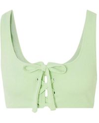 Ganni - Solid Colour Tie-Fastening Bikini Top - Lyst
