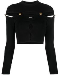 Versace Jeans Couture - Couture Cut-Out Long-Sleeved Knitted Top - Lyst
