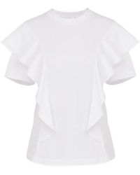 Chloé - Chloé Ruffled Crewneck Short-Sleeved T-Shirt - Lyst