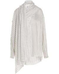 The Attico - The Striped Buttoned Asymmetric Shirt - Lyst