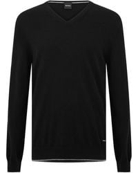 BOSS - V-Neck Long-Sleeve Knit Sweater - Lyst