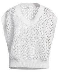 Brunello Cucinelli - Solid-Color Short-Sleeved Knitted Top - Lyst