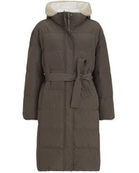 Brunello Cucinelli - Techno Cotton Taffeta Down Coat With Shearling Inserts And Shiny Zipper Pull - Lyst