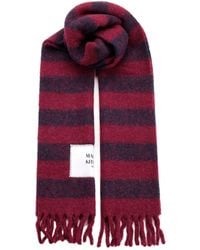 Maison Kitsuné - Maison Kitsuné Striped Fringed Knit Scarf - Lyst