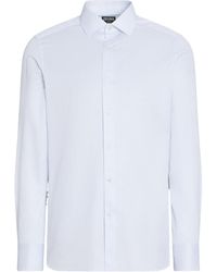 ZEGNA - Pinstriped Long-Sleeved Shirt - Lyst