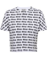 Miu Miu - Print Cotton T-Shirt - Lyst