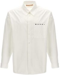 Marni - Front Logo Print Cotton Shirt - Lyst