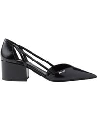 Prada - Brushed Leather Cut-Out Pumps - Lyst