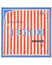 Fendi - Logo Printed Striped Scarf - Lyst