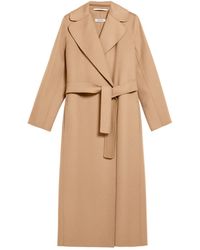 Max Mara - Wool Coat With Belt And Wraparound Silhouette - Lyst
