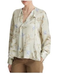 Vince - Bellflower Satin V-Neck Blouse - Lyst