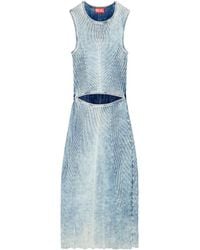 DIESEL - M-Taryn Cut-Out Ribbed-Knit Sleeveless Midi Dress - Lyst