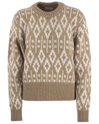 Brunello Cucinelli - Crew Neck Printed Cashmere Jumper - Lyst