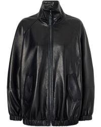 Brunello Cucinelli - Zipped Leather Bomber Jacket - Lyst