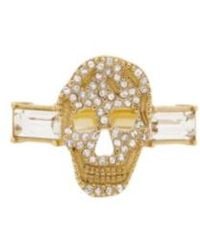 McQueen - Pavé Skull Embellished Ring - Lyst