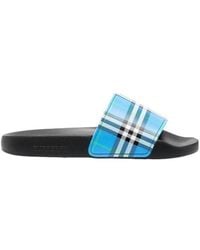Burberry - Check-Print Open-Toe Slides - Lyst
