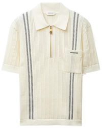 Versace - Logo-Embroidered Knitted Polo Shirt - Lyst