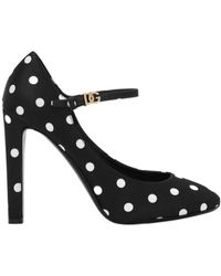 Dolce & Gabbana - Polka-Dot Printed Satin Mary Janes Pumps - Lyst