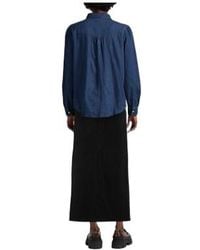 Ganni - High-Waisted Denim Straight-Cut Midi Skirt - Lyst