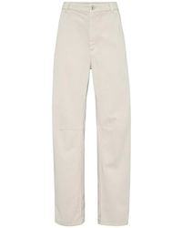 Brunello Cucinelli - Logo Patch Straight-Leg Trousers - Lyst